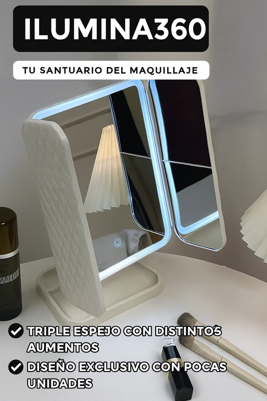 ILUMINA360 💡 – TU ESPEJO LED DE TRES CARAS  PARA UN MAQUILLAJE PERFECTO!